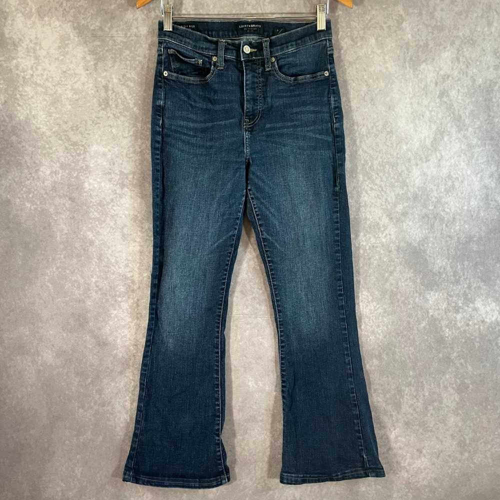 Lucky Brand Stevie Flare Jeans Women 6/28 Blue Dark Wash High Rise Denim Casual‎